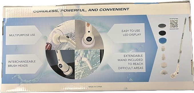 Diamond Shine 7-in-1 Spin Scrubber – Cordless Rechargeable Electric Spin Scrubber with Extendable Handle & Multiple Brush Heads for Kitchen, Bathroom, Tile, Grout & Floors – Lightweight Power Cleaner