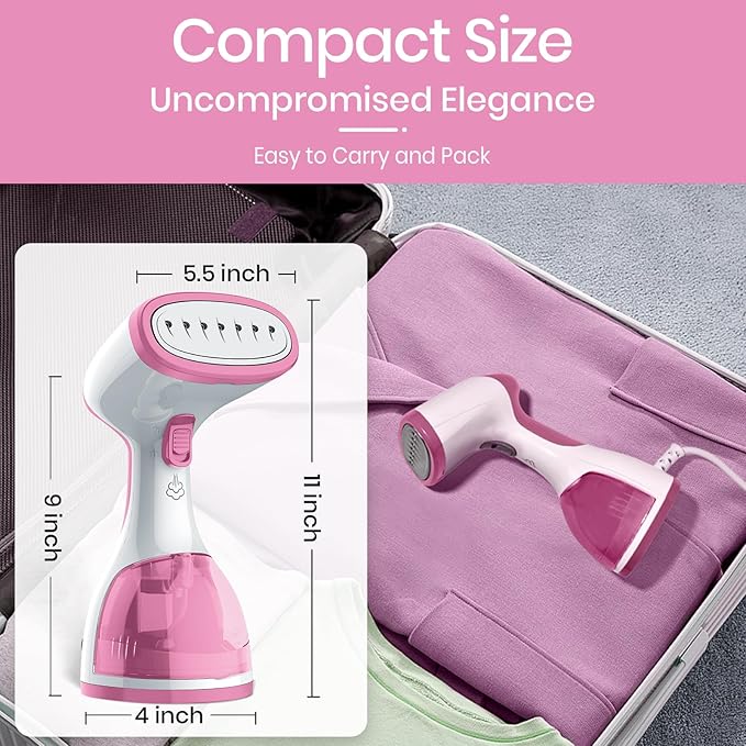 Steamer for Clothes 1500W，30S Fast Heat Plancha a Vapor Para Ropa, 260ML Water Tank Clothing Garment Fabric Iron Travel Steamer Handheld Portable for Wrinkles