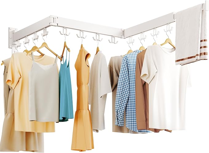 HEILAIYI Drying Rack Clothing Wall Mounted,Clothes Drying Rack,Laundry Drying Rack,Collapsible Dying Racks for Laundry,Foldable Clothes Dryer Rack,Clothes Hanger Rack Wall Mount