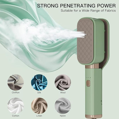 Handheld Press Steamer for Clothes, 3-in-1 Mini Travel Press Iron, 180° Rotatable, 1000W 15s Fast Heat-Up, Portable Garment Wrinkle Remover for Collars & Cuffs (Matcha Green)
