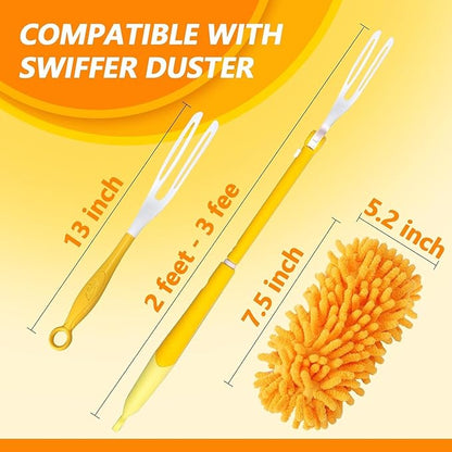 Reusable Duster Refill Compatible with Swiffer Duster Kit - Pet Heavy Duty Duster Refills Fit for Swiffer Extended Handle Duster - Microfiber 360 Duster Refills for Dusting Cleaning, 4 Pack