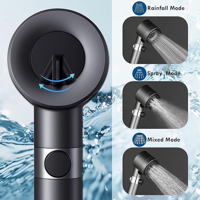 CWPW Filtered Shower Head with Handheld High Pressure 4 Spray Showerhead with Filters for Hard Water-Remove Chlorine ON/OFF Switch for Pets,With 79" Stainless Steel Hose,Bracket,4 Filters,Bath Loofah