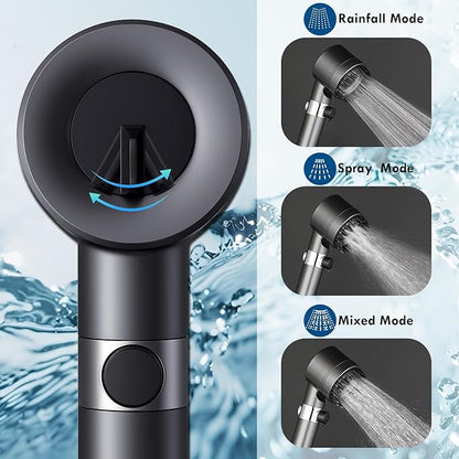 CWPW Filtered Shower Head with Handheld High Pressure 4 Spray Showerhead with Filters for Hard Water-Remove Chlorine ON/OFF Switch for Pets,With 79" Stainless Steel Hose,Bracket,4 Filters,Bath Loofah