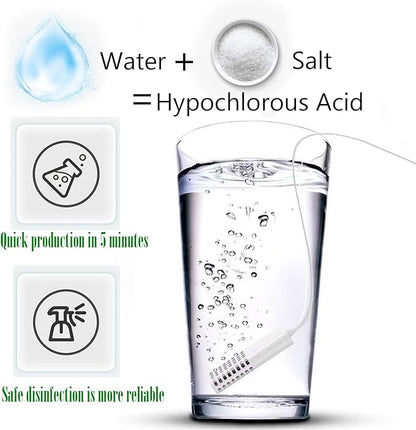 Jeanoko Sodium Hypochlorite Generator, USB DC 5V Hypochlorous Acid Spray Self Made Cleaning Water Generator for Kitchen Home (White&Green)