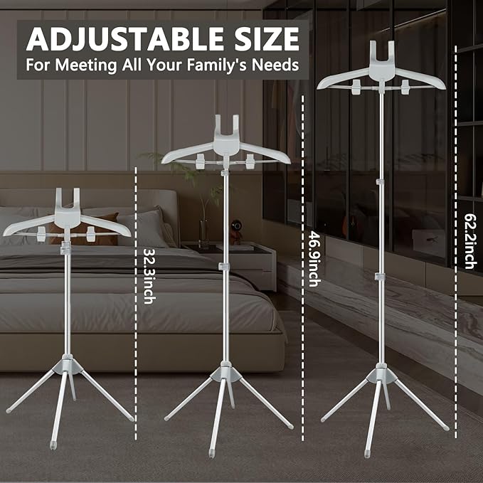 Foldable Clothes Steamer Stand with Adjustable Height–Universal Garment Steamer Rack Compatible with Most Steamers, Portable Hanging Metal Clothes Stand for Graduation Cap Clothing