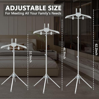 Foldable Clothes Steamer Stand with Adjustable Height–Universal Garment Steamer Rack Compatible with Most Steamers, Portable Hanging Metal Clothes Stand for Graduation Cap Clothing