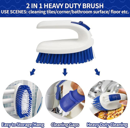 CELOX Kitchen Scrub Brush Set with Ergonomic Handle, Deep Cleaning Brushes, Include Dish Brush (Blue)