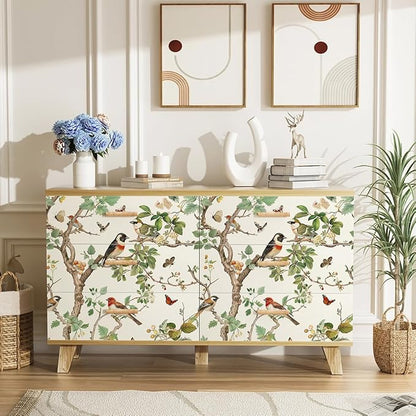 Nukofal Vintage Bird Peel and Stick Wallpaper Floral Birds Contact Paper 16.9inch x 196.8inch Butterflies Leaf Wallpaper Peel and Stick Self Adhesive Removable Wallpaper for Bathroom Walls Decor