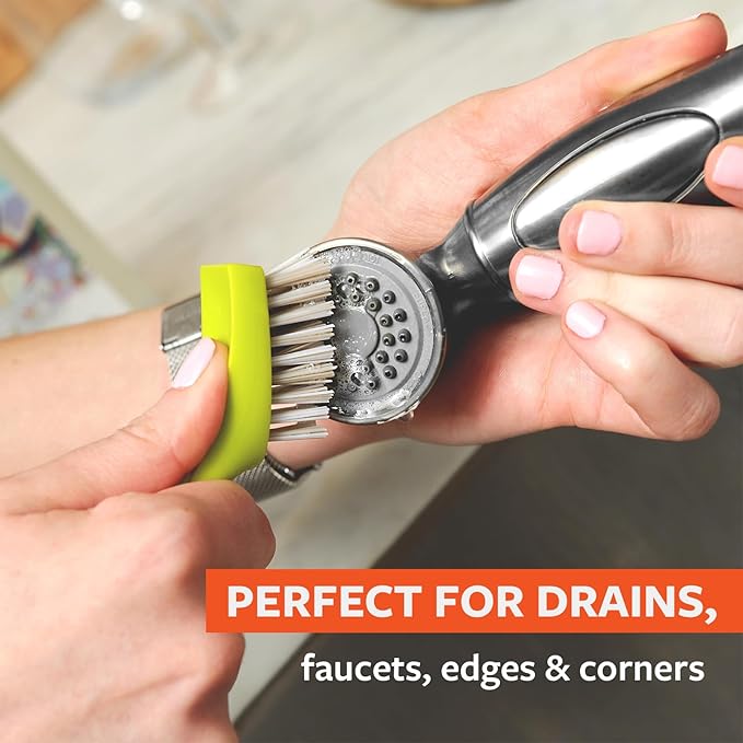 Full Circle Micro Manager, Deep Cleaning Brush for Crevices, Shower, & Grout, Tough Bristles, Sustainable Bamboo Handle, Green