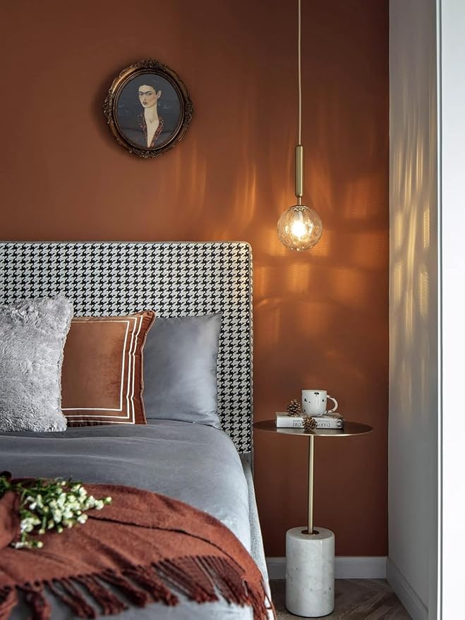 Safiyya Peel and Stick Wallpaper Dark Orange Contact Paper 393"x17.7" Solid Color Self Adhesive Removable Wallpaper for Barthroom Vinyl Rolls