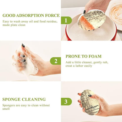 Desert Cactus Kitchen Scrub Sponges, Pop-up Kitchen Cleaning Sponges Reusable Dish Washing Sponges for Bathroom Household Cleaning 3 Pack - Non Scratch Scrubber