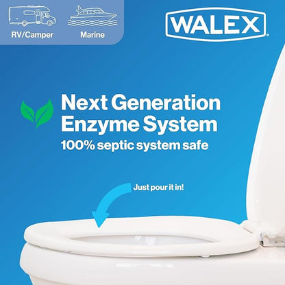 Walex Bio-Fresh Liquid Enzyme Holding Tank Treatment for RV, Camper & Marine - Black Water Tank Deodorizer, Liquifies Waste & Toilet Paper, Septic Tank Safe, Biocide-Free, Ocean Mist, 1 Gallon