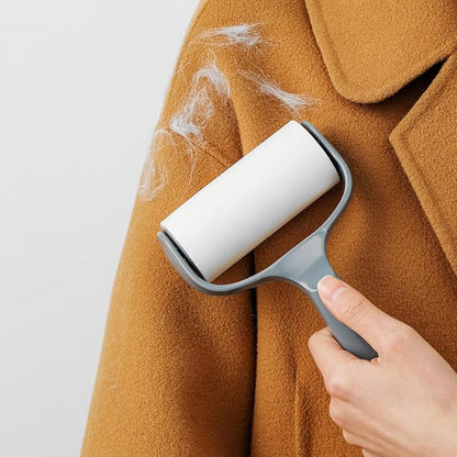 Flat Sticky Lint Roller for Couch Desk Chair Dog/Cat Bed Balliard Table Lint Roller for Pet Hair Lint Remover T Shape Handle with 4 Refill Rolls (Navy Black)