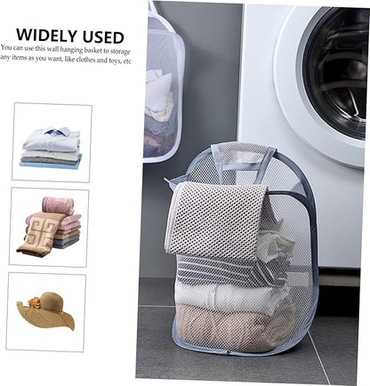 Unomor 2pcs Wall Mounted Folding Laundry Baskets Breathable Storage Organizer for Clothes and Toys Space-saving Sundries Basket for Home Use