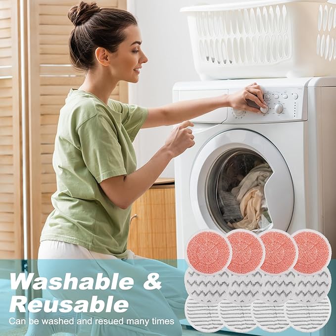 3897A Replacement Steam Mop Pads: 12 Packs Spin Mop Refills Compatible with Bissell Spinwave 3897A 3712C 3712W SmartSteam Scrubbing Steam Mop - Hard Floor Steam Mop Washable Pads (Heavy&Scrubby&Soft)