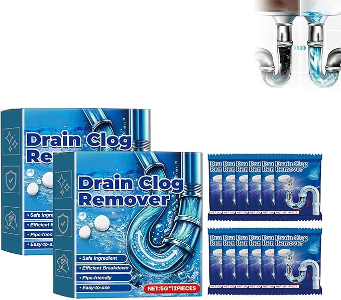 Strong Drain Effervescent Tablet, Sink Smell Effervescent Tablets, Disposal Cleaner Tablets Eliminator Quickly Eliminates Odors, Sink Drain Cleaner for Sewer, Toilet and Septic Tank (24pcs)