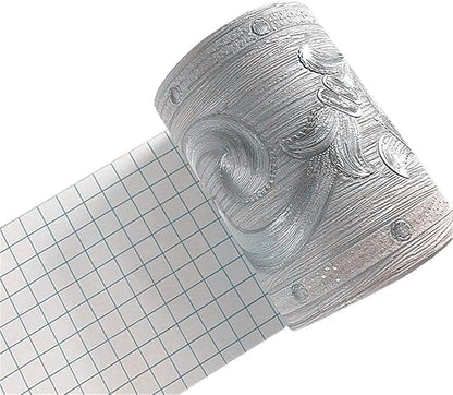 Silver Flower 3D Wallpaper Border Peel & Stick PVC Wall Covering Kitchen Bathroom Bedroom Tiles Decor Sticker,4 Inch by 16.5 Feet1