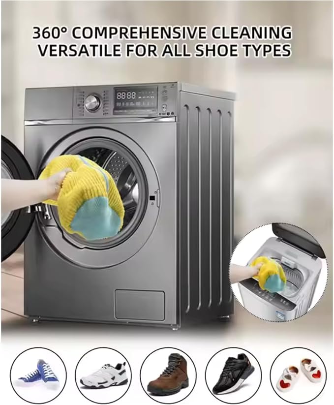 Shoe Washing Bags (2-Pack) – 360° Clean Protection for Sneakers & Delicates, Reusable Mesh Laundry Bags with Hidden Zipper for Washer & Dryer.