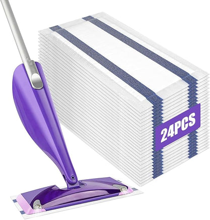 24 Count Disposable Mopping Pad Refill for Swiffer Wet Jet Spray Mop, Multi Surface Floor Cleaner Spray Mop Pads Refills for Floor Cleaning, Thickness and Absorbent