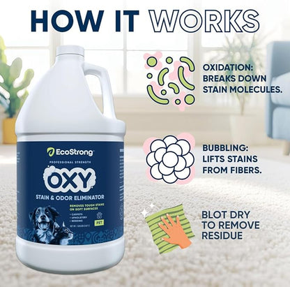Oxy Pet Carpet Cleaner Spray | Pet Stain Remover for Pet Urine, Cat Pee, Dog Poop | Deep Spot Treating Action on Carpeting, Upholstery, Laundry, Pet Beds & More (128 Fl Oz)