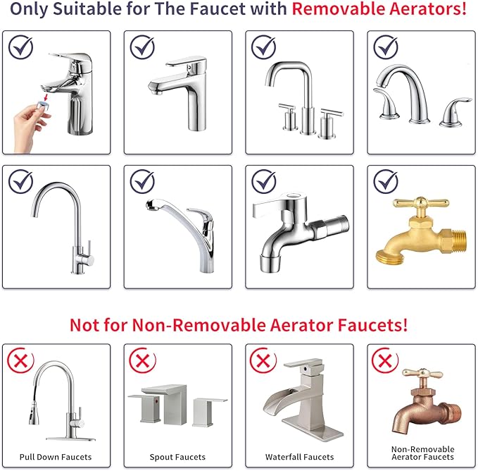 HOWUWEY Sink Hose Attachment for Faucet with 5 Adapters, Tub Faucet Sprayer Attachment, 3 Spray Modes Shower Head with ON/OFF Button, Filtered Shower Sprayer (Chrome)
