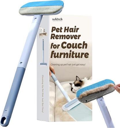 Pet Hair Remover for Couch, Grey, 17.3Inch, Durable, Reusable, Washable Lint Cleaner for Dog and Cat Hair, Gentle on Furniture, Effective on Carpets, Clothing, Bedding