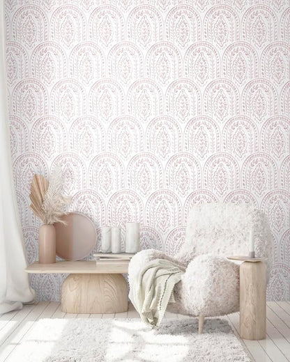EeeComing Pink Peel and Stick Wallpaper Boho Wall Paper Peel and Stick Modern Contact Paper Self Adhesive Wallpaper for Bedroom and Bathroom Removable Cabinet Shelf Liner Vinyl 17.3”X393.7”