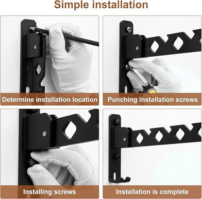 2Pcs Folding Clothes Hanger, Wall Mounted Clothes Drying Rack for Laundry 180° Adjustable Swing Arm Space Saving Closet Organizer Heavy Duty Coat Hook for Bathroom Bedroom Home Dorm