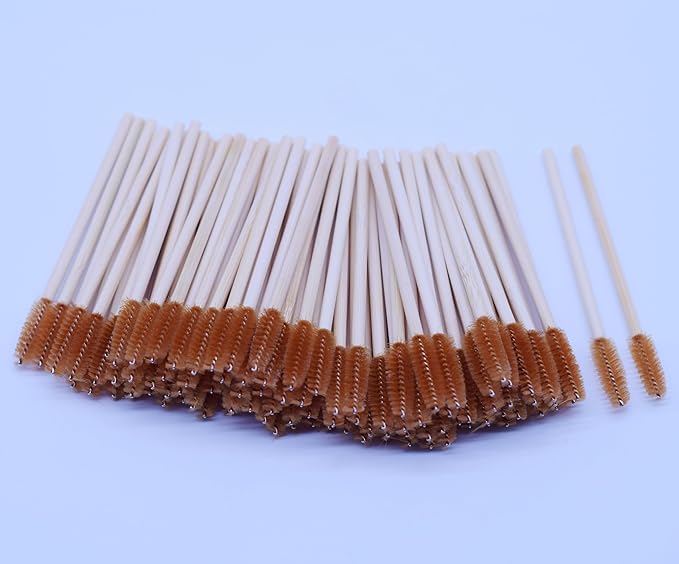 100 Pcs Disposable Wood Mascara Wands Bamboo Spoolies Brush for Eyelash Extensions, Spooly Eyebrow Brushes Lash Wand Applicator Stick (Brown)