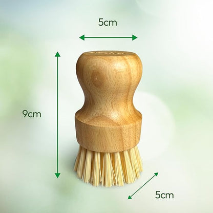 Moka Bamboo Dish Brush - Eco Friendly Scrub Brush with Natural Bristle - Premium Bamboo Dish Scrubber for Kitchen Cleaning, Dishes, Pots, and Pans - Sustainable and Durable Design