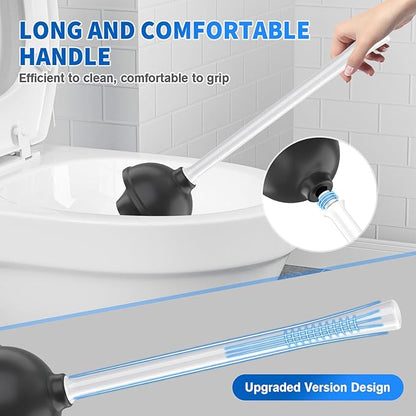 Toilet Plunger and Brush, Silicone Bowl Brush and Heavy Duty Toilet Plunger Set with Ventilated Holder, 2-in-1 Toilet Brush and Plunger Combo for 5.3-inch Bathroom Cleaning (White, 1 Set)