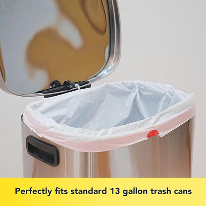 HygiCare 13 Gallon Tall Kitchen Trash Bags, Lemon Scented 200 Count Drawstring Garbage Bags, Pre-Separated, Odor Control, Ultra Strong, Leakproof, Sturdy, White