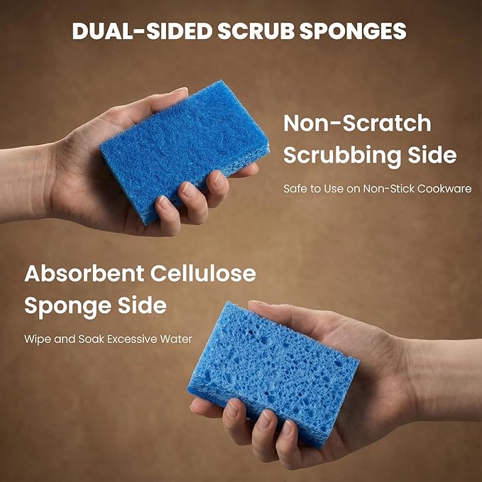 Kitchen Sponges, 24 Count, Non-Scratch Scrub Sponge, Dual Sided Cleaning Sponges for Dishes, Kitchen, Bathroom