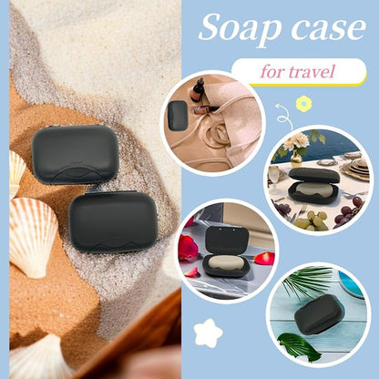 Travel Soap Holder Bar Soap Dish Shower Soap Saver Case Container Box for Bathroom Camping Gym Vonpri (Black Without Bag)