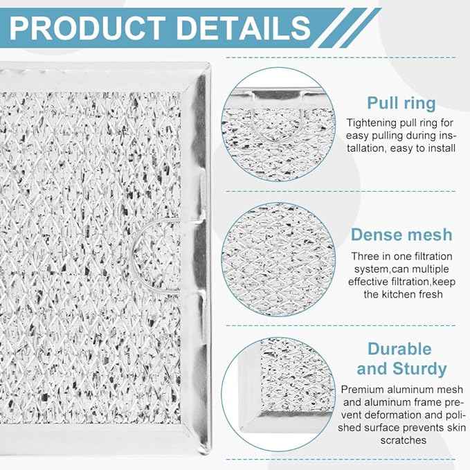 EMVANV 2pcs Grease Filter for LG Microwave LMV1683ST, LMV2031ST, LMV2031BD, LMHM2237ST, LMH2235ST, LMV1831ST, LMV1762ST, LMHM2017ST, LMH2016ST, Oven Filter Replacement (Silver)