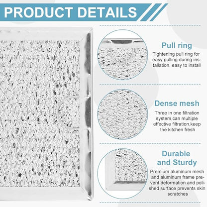 EMVANV 2pcs Grease Filter for LG Microwave LMV1683ST, LMV2031ST, LMV2031BD, LMHM2237ST, LMH2235ST, LMV1831ST, LMV1762ST, LMHM2017ST, LMH2016ST, Oven Filter Replacement (Silver)
