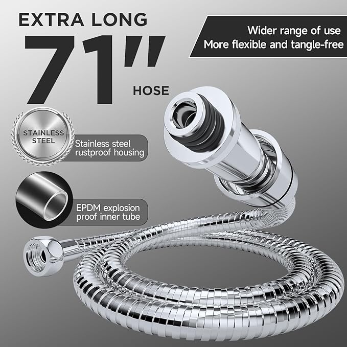 Veken Wide High Pressure Rain Shower Head with Handheld, Handheld Shower Heads with Multi Spray Modes, Rainfall Combo with 15" Metal Extension Arm,Detachable Dual Shower,1.8GPM, Chrome Silver