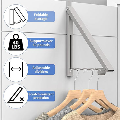 Hleelomi Clothes Drying Rack for Laundry Room Organization,Foldable Over The Door Drying Racks for Saving Space, Warm Gray 1 Pack
