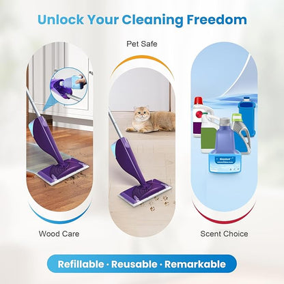 Bisenkud 2 Pack Refillable Bottle for Swiffer® Wet Jet™ Mop - 500ml /17 FL OZ - Leak-Proof HDPE Solution Bottle, Empty，Not for Power mop