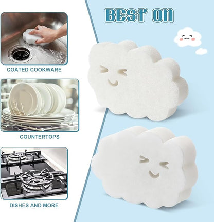 12 Pcs Kitchen Sponges for Dishes Double Sided Cleaning Dish Scrub Sponge Bulk Reusable Non Scratch Scrubbers for House Cleaning Dishwashing (Cloud,White)
