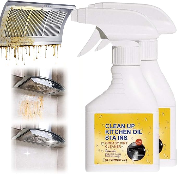 Kitchen Heavy Oil Cleaner Spray, 2026 New All Purpose Kitchens Heavy Oil Cleaning Agent, Multipurpose Kitchen Cleaner Spray for Countertops, Stovetop, Ovens and Appliances (2pcs)