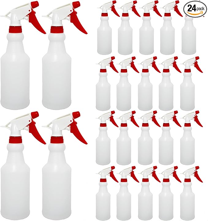 24 Pack 16oz Spray Bottles, Reusable Fine Mist Water Sprayer for Plants, Cleaning, High Output Ultrafine Misting Plastic Spray Bottles for Water, Salon, Garden, Kitchen and Bathroon