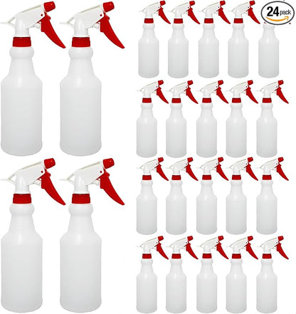 24 Pack 16oz Spray Bottles, Reusable Fine Mist Water Sprayer for Plants, Cleaning, High Output Ultrafine Misting Plastic Spray Bottles for Water, Salon, Garden, Kitchen and Bathroon