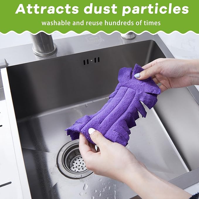 Zubebe 30 Pcs Duster Refill Reusable Fleece Duster Refills Feather Flat Dusters Multi Surface Washable Cleaning Pads Tools for Home, Blinds, Car, Pet, Furniture, Fans (Dark Color)