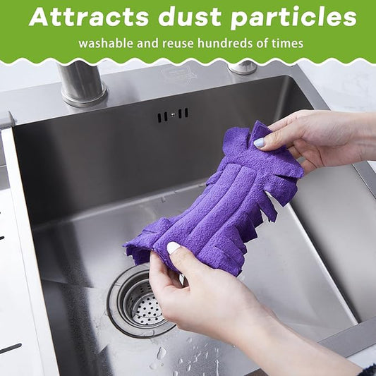 Zubebe 30 Pcs Duster Refill Reusable Fleece Duster Refills Feather Flat Dusters Multi Surface Washable Cleaning Pads Tools for Home, Blinds, Car, Pet, Furniture, Fans (Dark Color)