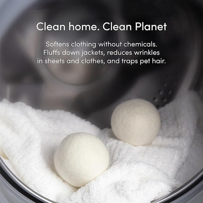 Reusable Wool Dryer Balls w/Essential Oils Bundle XL-6 Pack with 2 Essential Oils, Eco-Friendly Wrinkle Reducer Wool Dryer Balls Handmade & Hypoallergenic Natural Fabric Softener|Ocean & Lavender Oil