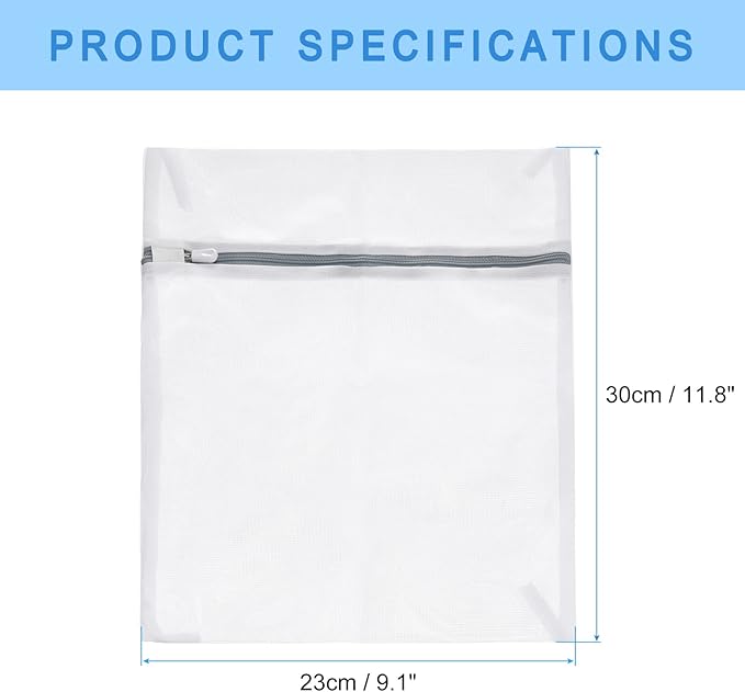 uxcell Mesh Laundry Bags, 5Pcs 9.1"x11.8" Mesh Wash Bag Fine Net Travel Storage Organize Bag with Zipper for Delicate Clothing Laundry Stocking, Gray