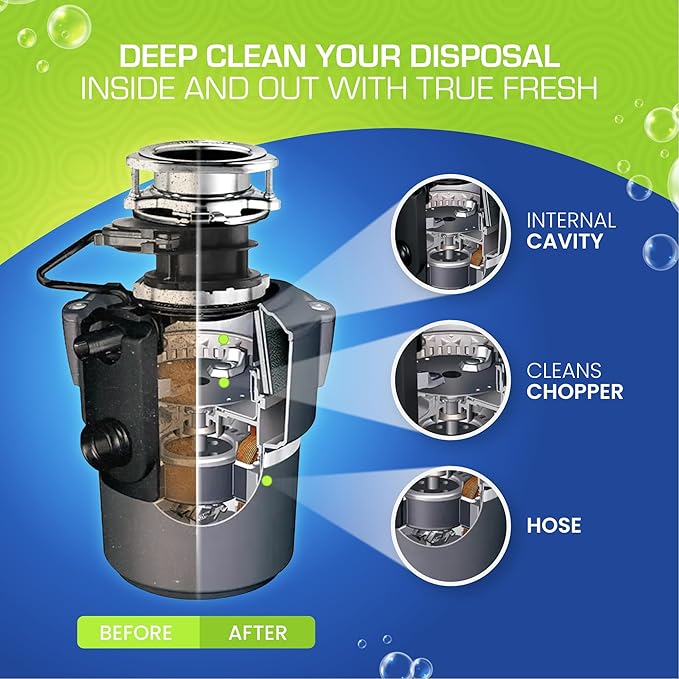 True Fresh Garbage Disposal Cleaner Tablets, Large 15g Drop-In Fresh Ocean Tablets, Deep Foaming Sink & Drain Cleaner for Buildup, Grease & Residue, Disposal Cleaner and Deodorizer, 24 Pack XL Value!