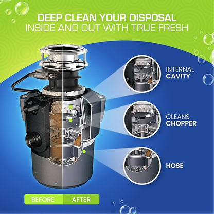 True Fresh Garbage Disposal Cleaner Tablets, Large 15g Drop-In Fresh Ocean Tablets, Deep Foaming Sink & Drain Cleaner for Buildup, Grease & Residue, Disposal Cleaner and Deodorizer, 24 Pack XL Value!