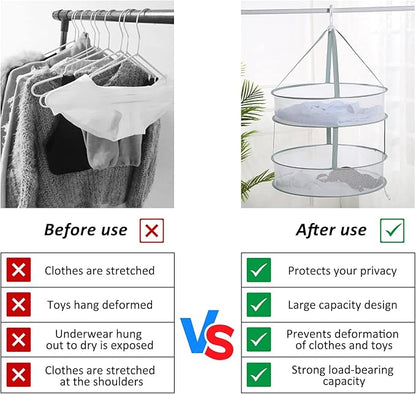 AUTODECO 2 Pack 2-Tier Folding Mesh Clothes Hanging Dryer, Sweater Drying Rack, Large Laundry Drying Rack, Lay fold Flat Dry Hanger, Mesh Clothes Hanging Dryer - M(2Tier)+L(2Tier)